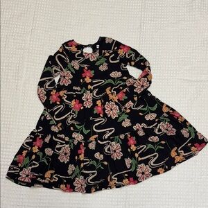 Tea Black floral Kids Dress